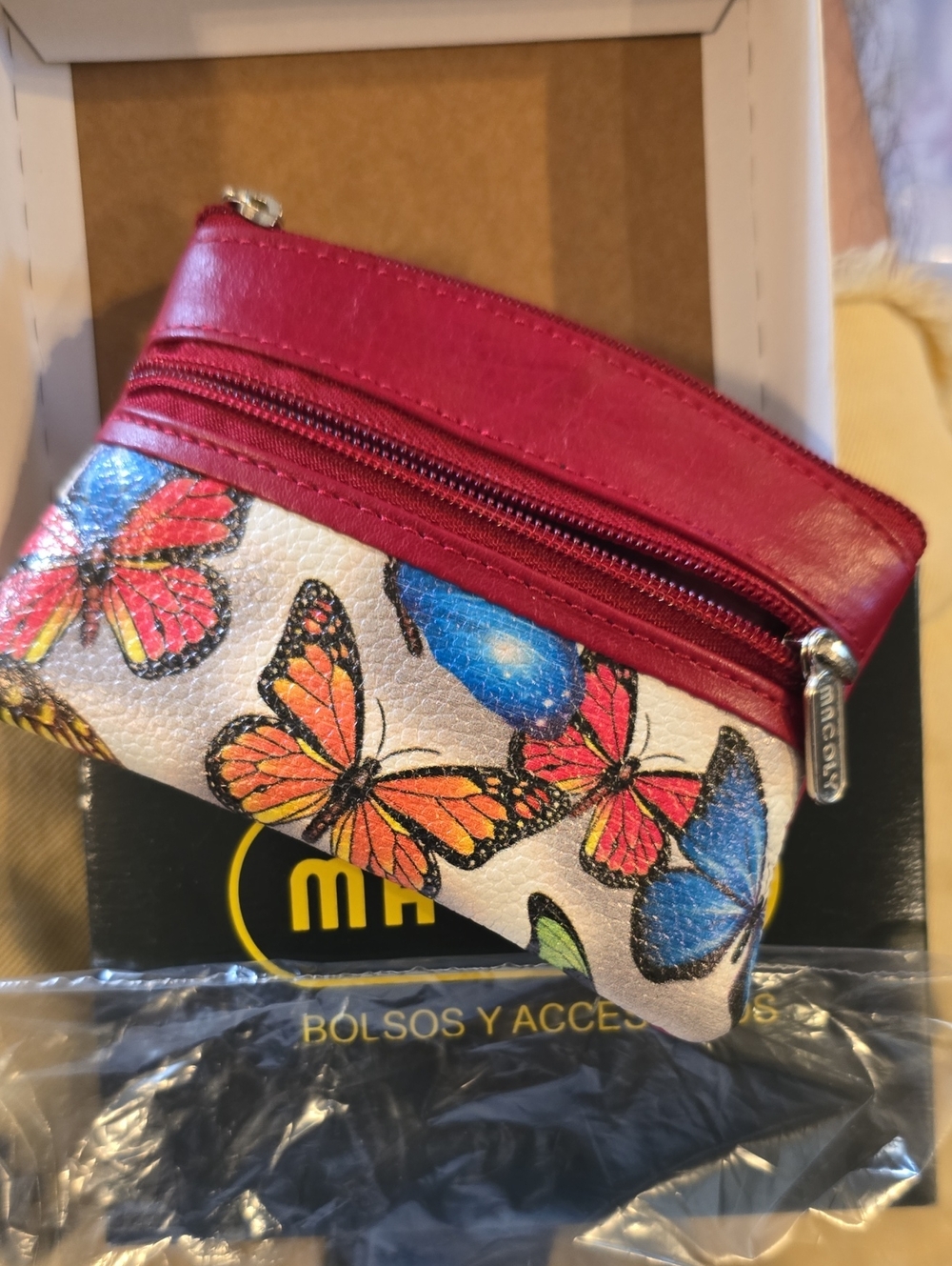 Women Other Butterfly Print Coin Purse - Red